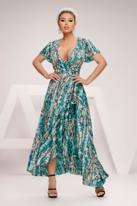 Rochie asimetrica din voal turquoise 